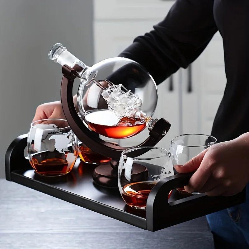Conjunto de Decanter de Globo e Copos de Uísque