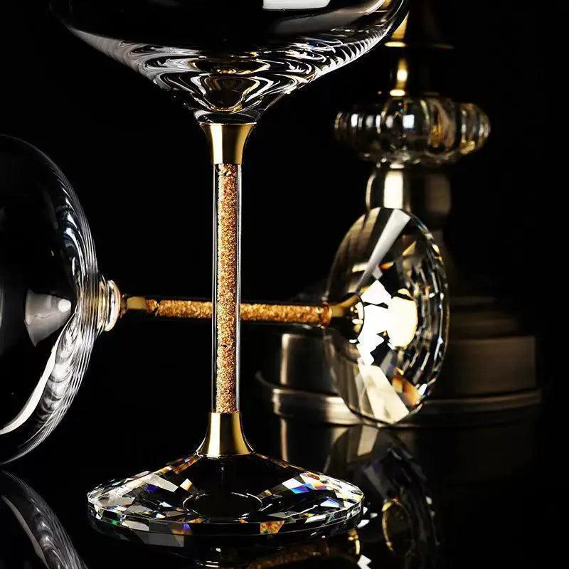 Taça Vidro de Cristal de Folhas de Ouro Premium